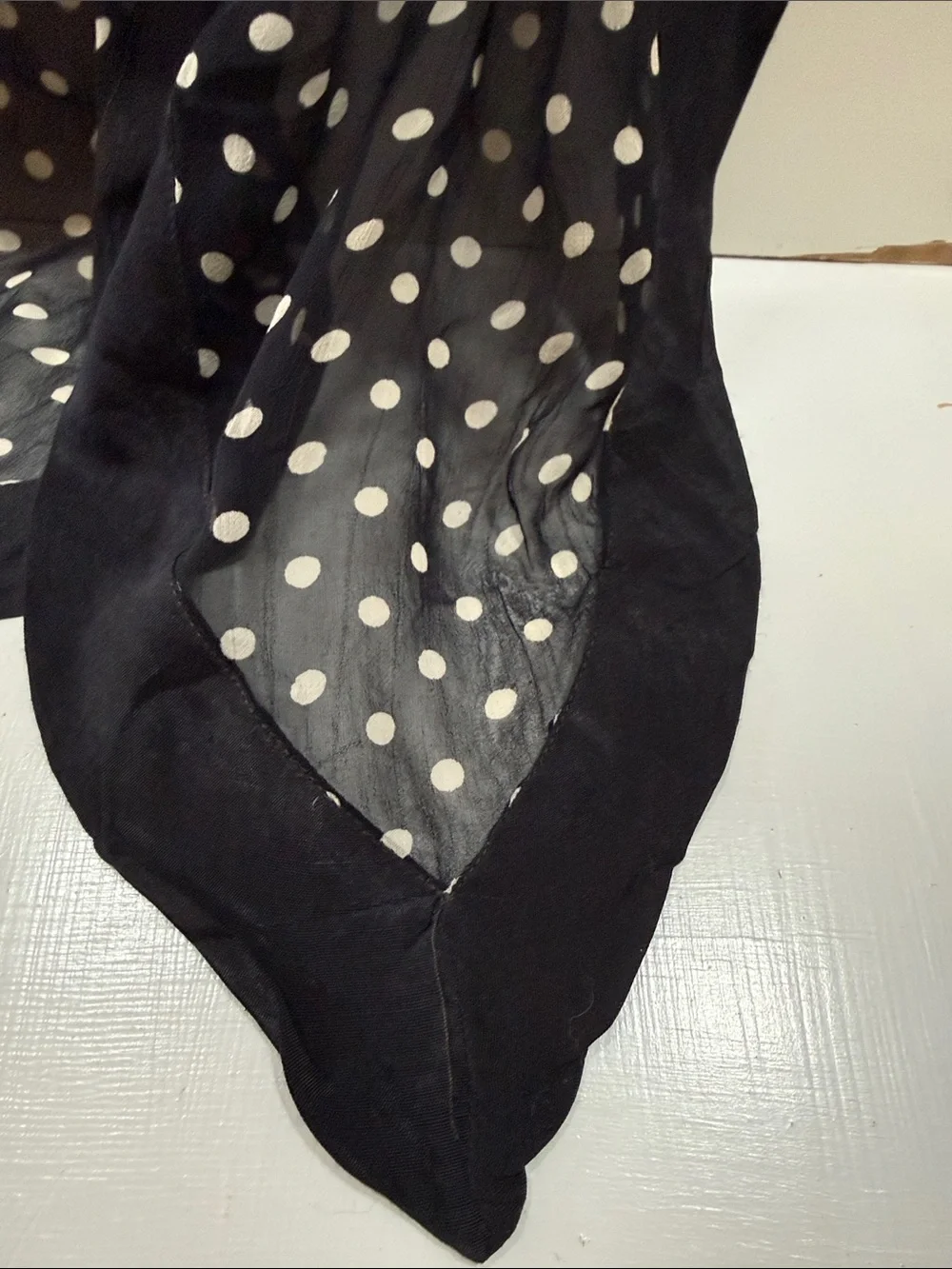 Vintage Chiffon Elegant Black Polka Dot Women's Scarf 🧣 68” by 12” 1950’s
